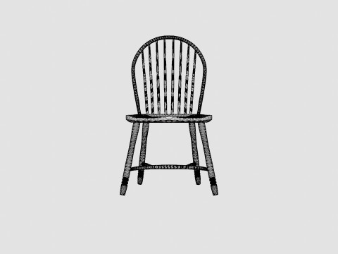 Windsor spindle chair rich brown 3D 模型