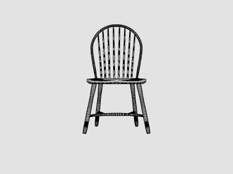 Windsor spindle chair rich brown 3D Model