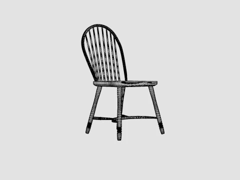 Windsor spindle chair rich brown 3D Model