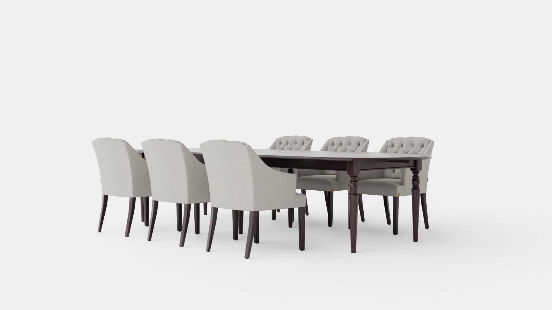 Osterville English with Delano chair sand Dining Set 3D Model .c4d .max .obj .3ds .fbx .stl .blend 