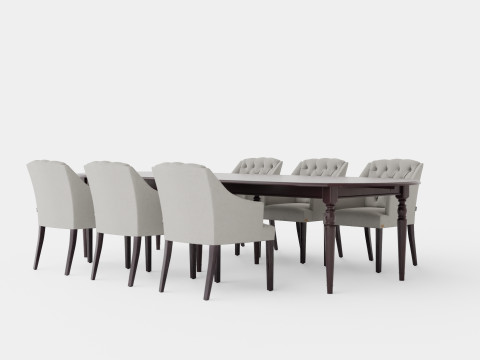Osterville English with Delano chair sand Dining Set 3D Model