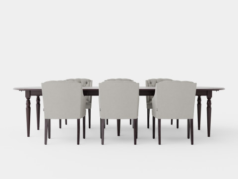 Osterville English with Delano chair sand Dining Set 3D-Modell