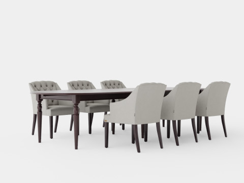Osterville English with Delano chair sand Dining Set 3D-Modell