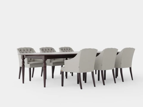 Osterville English with Delano chair sand Dining Set 3D Model