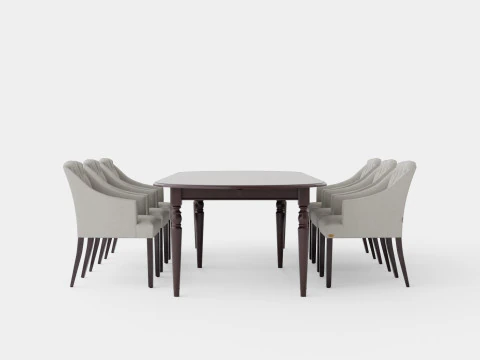 Osterville English with Delano chair sand Dining Set 3D Model