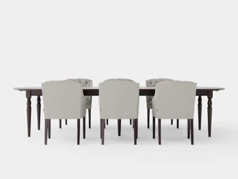Osterville English with Delano chair sand Dining Set 3D Model