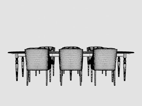 Osterville English with Delano chair sand Dining Set 3D Model