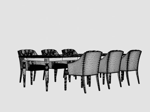 Osterville English with Delano chair sand Dining Set 3D Model