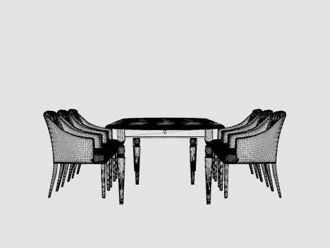 Osterville English with Delano chair sand Dining Set 3D Model