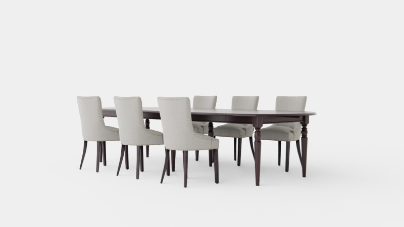 Osterville English with Hudson chair sand Dining Set 3D Model .c4d .max .obj .3ds .fbx .stl .blend 