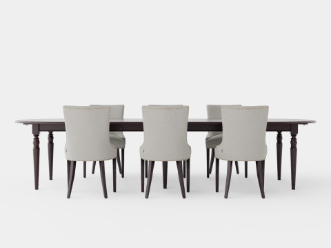 Osterville English with Hudson chair sand Dining Set 3D Model
