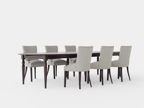Osterville English with Hudson chair sand Dining Set 3D Model