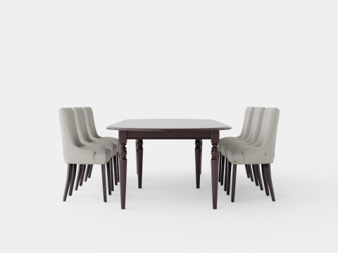 Osterville English with Hudson chair sand Dining Set 3D Model