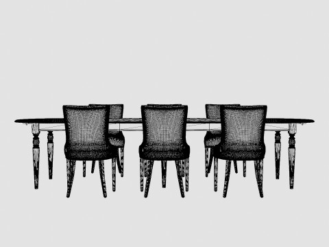 Osterville English with Hudson chair sand Dining Set 3D Model