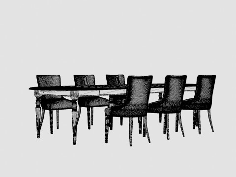Osterville English with Hudson chair sand Dining Set 3D Model