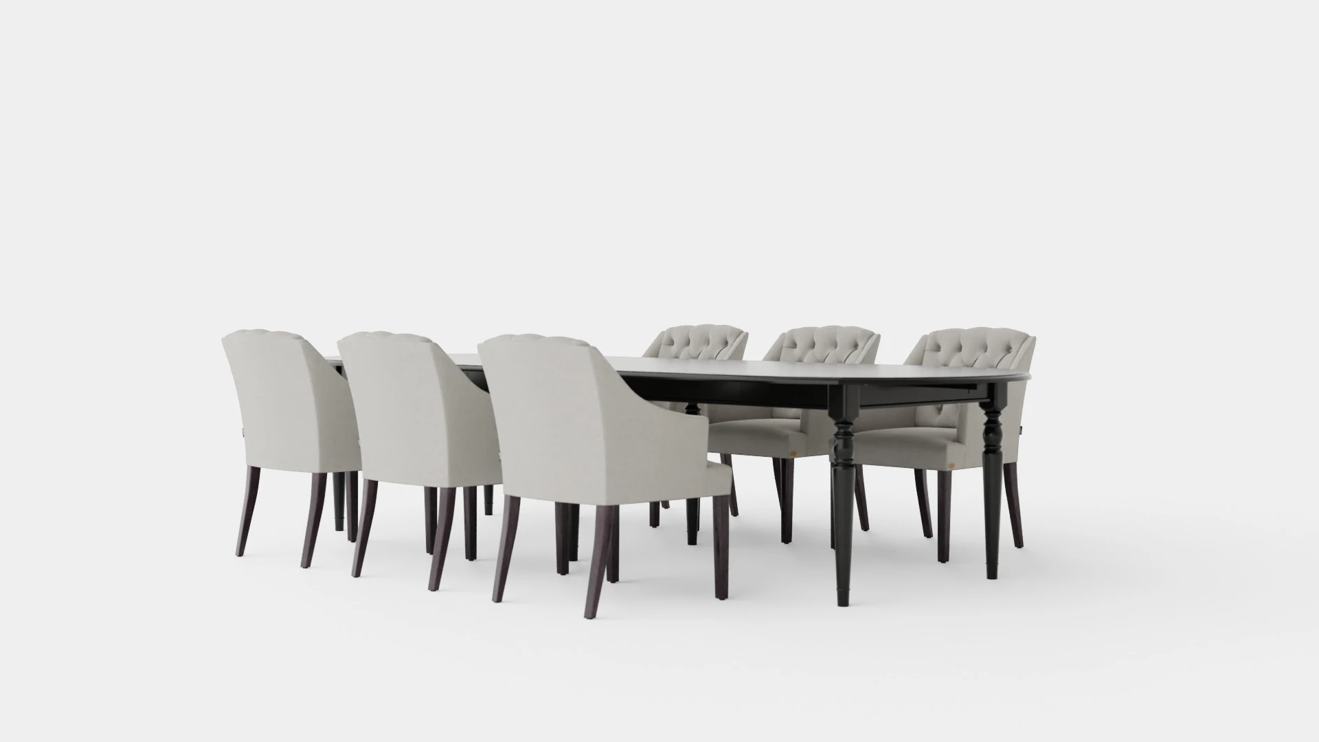 Osterville black with Delano chair sand Dining Set 3D Model .c4d .max .obj .3ds .fbx .stl .blend 