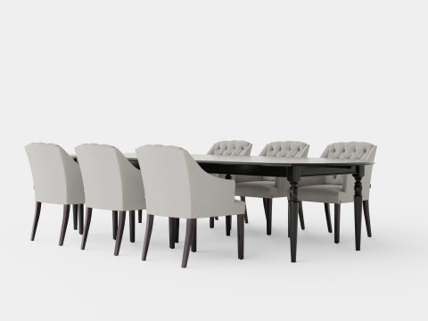 Osterville black with Delano chair sand Dining Set 3D Model