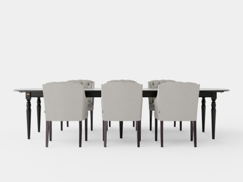 Osterville black with Delano chair sand Dining Set Modelo 3D