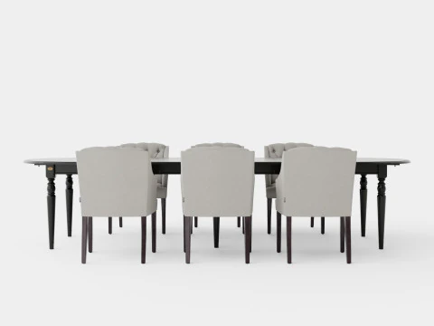 Osterville black with Delano chair sand Dining Set 3D Model