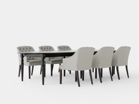 Osterville black with Delano chair sand Dining Set 3D Model