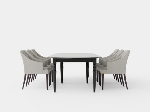 Osterville black with Delano chair sand Dining Set Modelo 3D