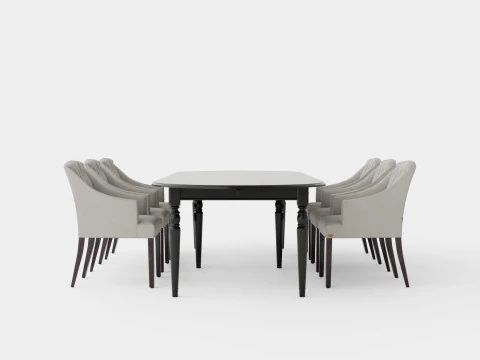 Osterville black with Delano chair sand Dining Set 3D Model