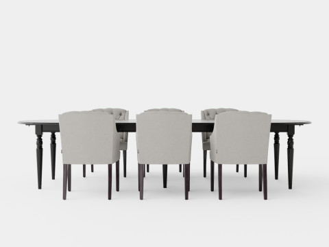 Osterville black with Delano chair sand Dining Set Modelo 3D
