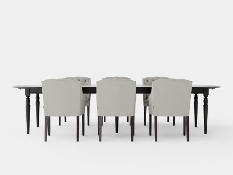 Osterville black with Delano chair sand Dining Set 3D Model