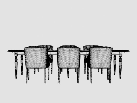 Osterville black with Delano chair sand Dining Set 3D Model