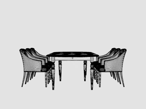 Osterville black with Delano chair sand Dining Set 3D Model