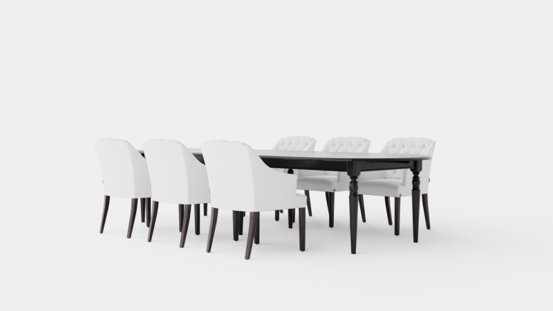 Osterville black with Delano chair white Dining Set 3D Model .c4d .max .obj .3ds .fbx .stl .blend 