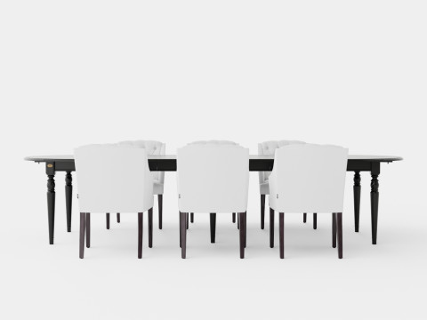 Osterville black with Delano chair white Dining Set 3D Model