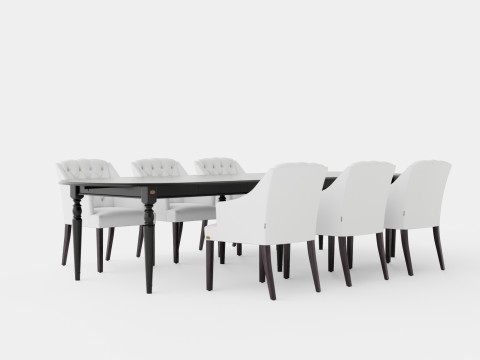 Osterville black with Delano chair white Dining Set 3D Model