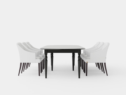 Osterville black with Delano chair white Dining Set 3D Model