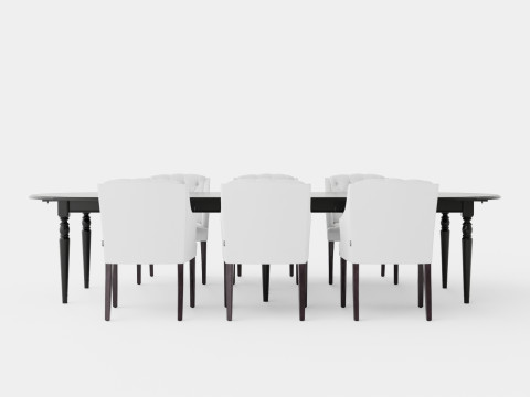 Osterville black with Delano chair white Dining Set 3D Model
