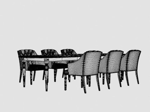 Osterville black with Delano chair white Dining Set 3D Model
