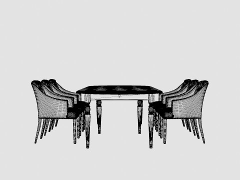 Osterville black with Delano chair white Dining Set 3D Model