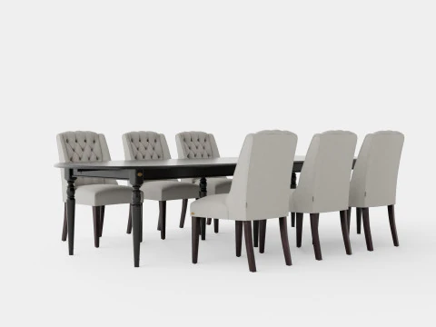 Osterville black with Venice chair sand Dining Set 3D Model