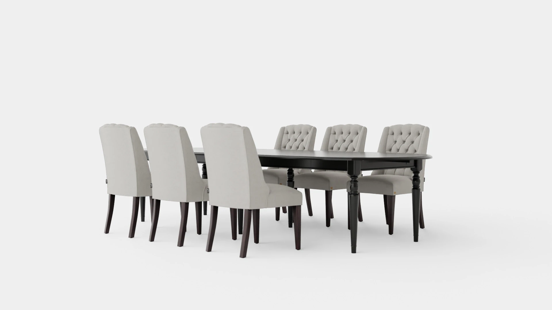 Osterville black with Venice chair sand Dining Set 3D Model .c4d .max .obj .3ds .fbx .stl .blend