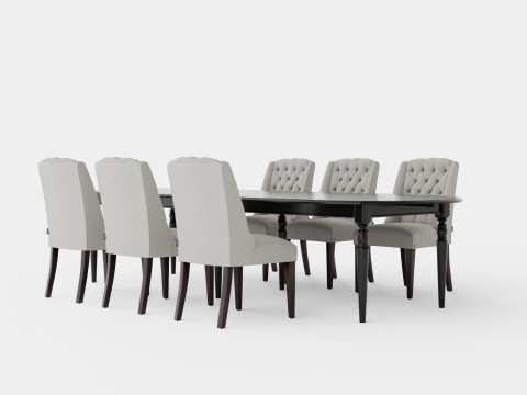 Osterville black with Venice chair sand Dining Set 3D Model