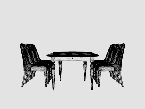 Osterville black with Venice chair sand Dining Set 3D Model