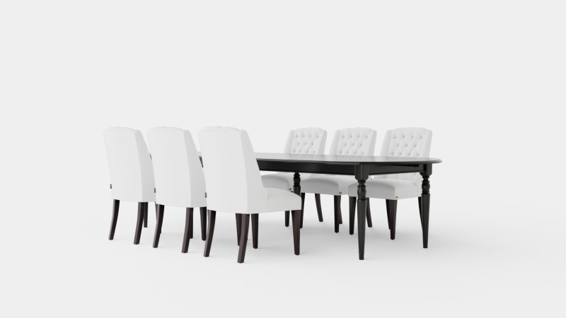 Osterville black with Venice chair white Dining Set 3D Model .c4d .max .obj .3ds .fbx .stl .blend 