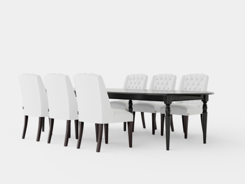 Osterville black with Venice chair white Dining Set 3D Model