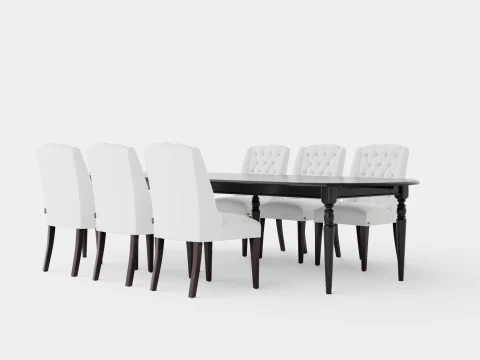 Osterville black with Venice chair white Dining Set 3D Model