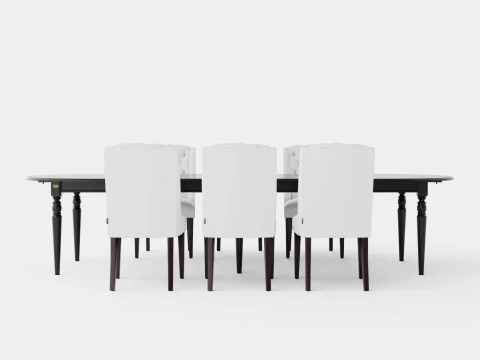 Osterville black with Venice chair white Dining Set 3D Model