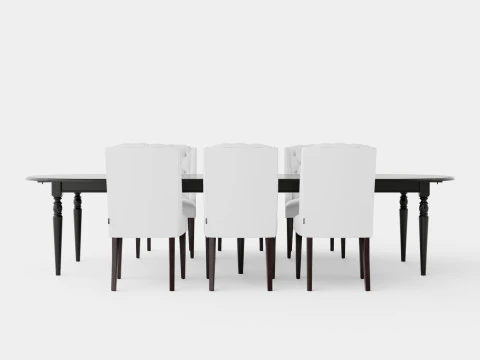 Osterville black with Venice chair white Dining Set 3D Model