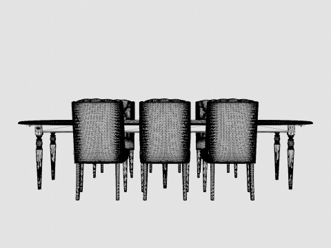 Osterville black with Venice chair white Dining Set 3D Model