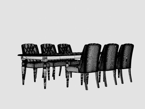 Osterville black with Venice chair white Dining Set 3D Model