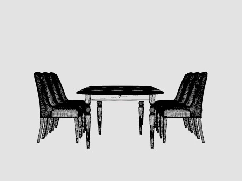 Osterville black with Venice chair white Dining Set 3D Model