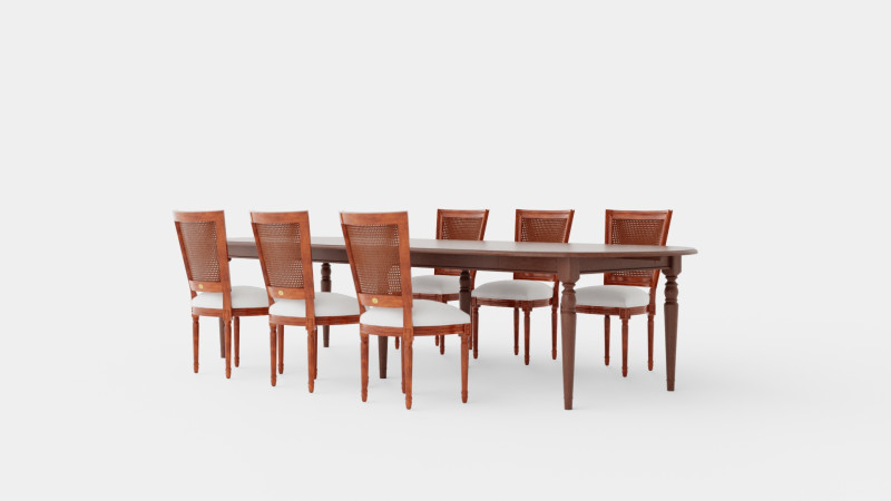 Osterville brown noble with Charlotte chair noble Dining Set 3D Model .c4d .max .obj .3ds .fbx .stl .blend 